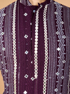 Vastranavya Purple Exclusive Festival Wear Pure Viscose Rayon Sequence & Foil Mirror Heavy Embroidered Work Kurta