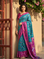 Shree Shyam Fashion Sky Blue Pochampally Silk Saree - Distacart
