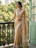 Shree Shyam Fashion Mustard Yellow Linen Saree - Distacart