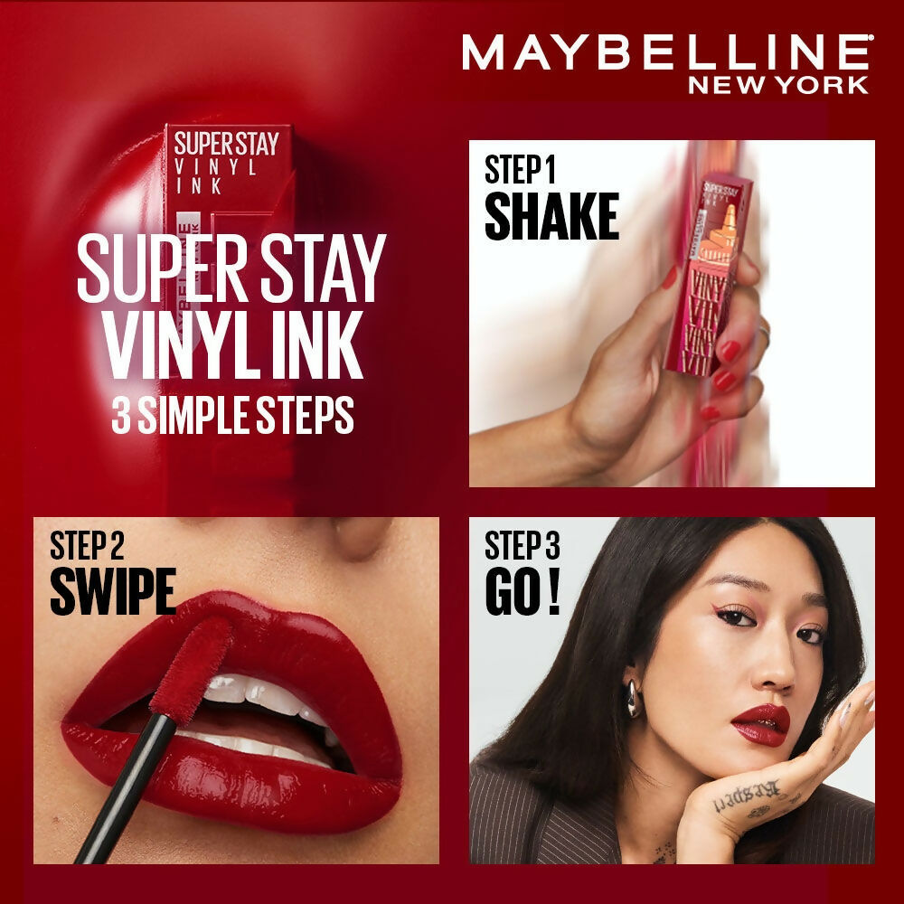 Maybelline New York Super Stay Vinyl Ink Liquid Lipstick, Instant Shine Lasts Up To 16H - Siracha Sauce