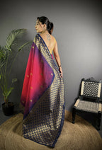Joban Fashion Red Handloom Silk Ikkat Saree - Distacart