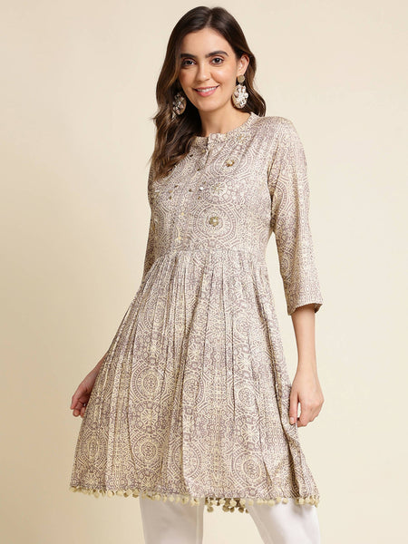 Grey Chiffon Paisley Printed Top - Himanshi