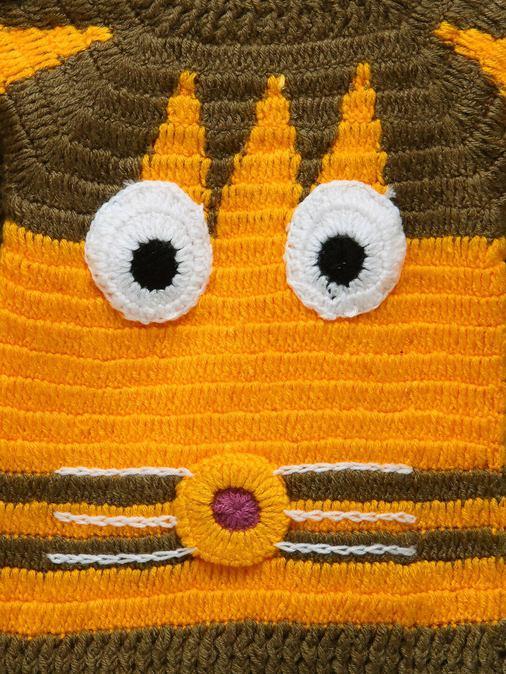 Chutput Kids Woollen Hand Knitted Lion Design Sweater - Yellow