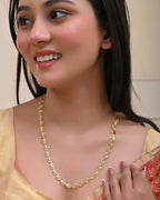 VOJ Women Gold-Polished Self Designed Oval Shaped Chain