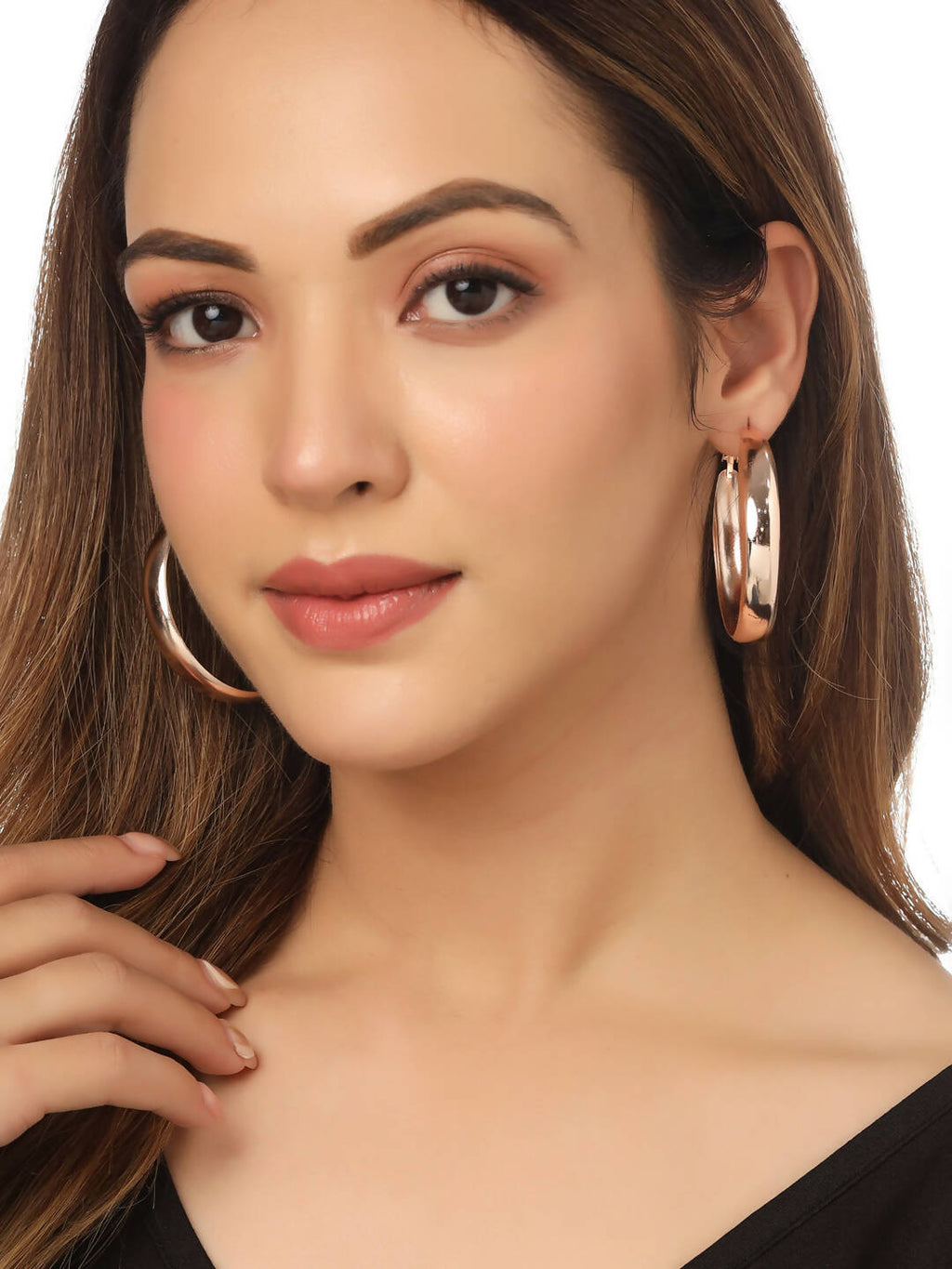 NVR Women Gold Plated Hoop Earrings - Distacart
