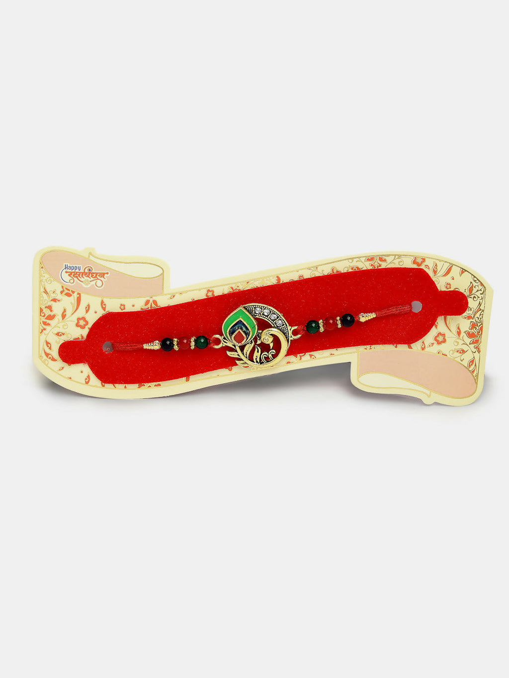NVR Women & Men Set of 2 Multicolor Peacock Design Bhaiya Bhabhi Rakhi With Roli Chawal & Chocolate - Distacart