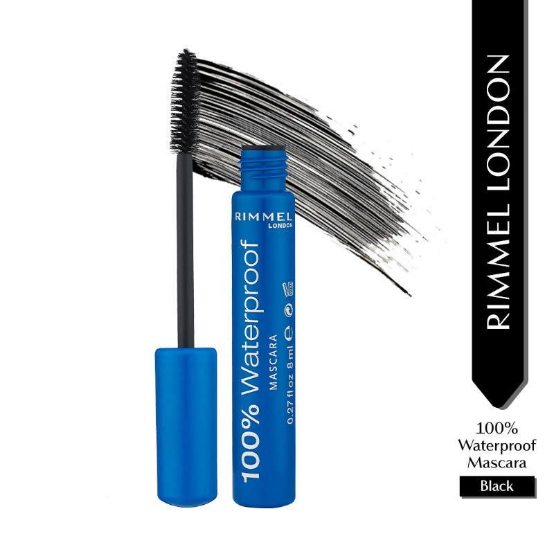 Rimmel London 100% Waterproof Mascara - Black Black