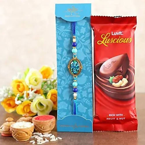 Striking Epoxy Rakhi & LuvIt Fruit N Nut Chocolate
