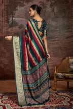 Joban Fashion Multicolor Art Silk With Fine Viscose Border Ajrak Full Body Print With Soft Finish Saree - Distacart