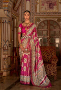 Strawberry Pink P V Silk Digital Print, Zari Work Printed Saree - Rewaa Parampara