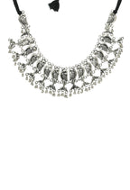 Mominos Fashion Johar Kamal Oxidised Silver-Plated Brass Finish Peacock Choker For Women (Silver) - Distacart