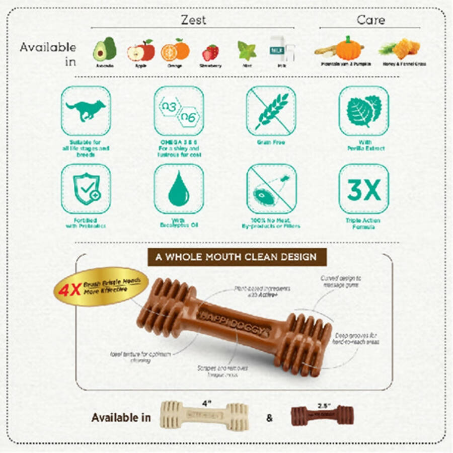 Happi Doggy Vegetarian Dental Chew Zest - Strawberry - Distacart