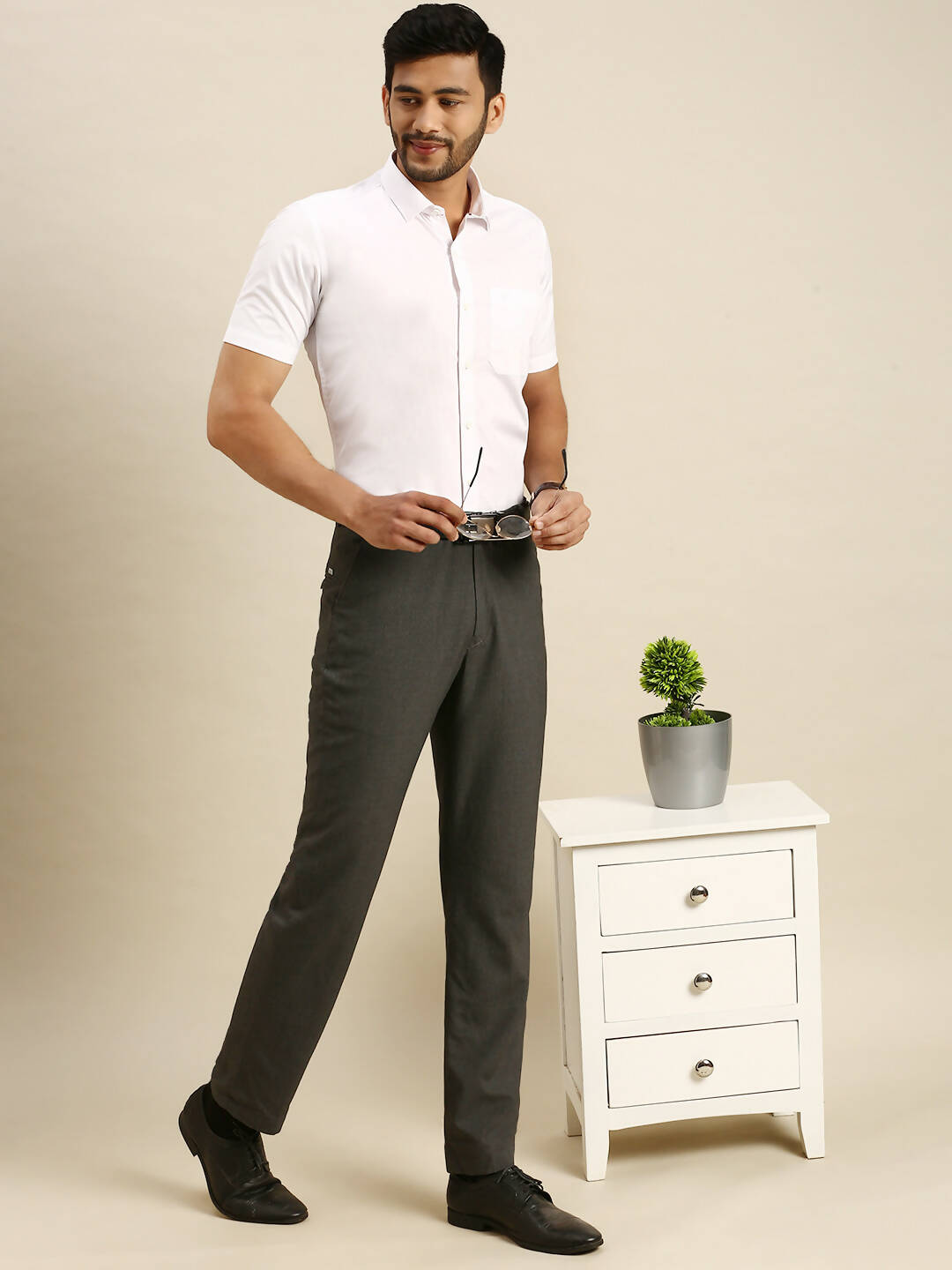 Ramraj Cotton Mens Half Sleeve White Shirt Plus Size - 100% Cotton