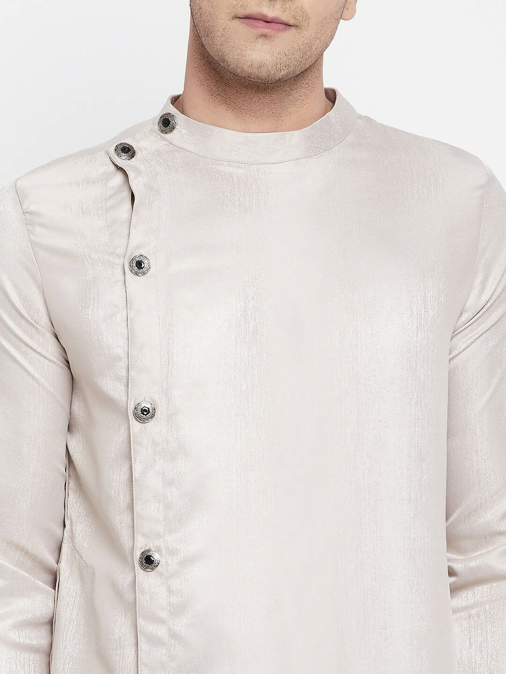 Even Apparels Beige Rayon Men's Sherwani Kurta With Asymetrical Cut - Distacart