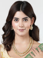 NVR Women's Gold-Plated Kundan 2 Layered Handcrafted Jewellery Sets With Drop Earrings - Distacart