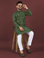 Anaita Green Embroidered Silk Straight Kurta