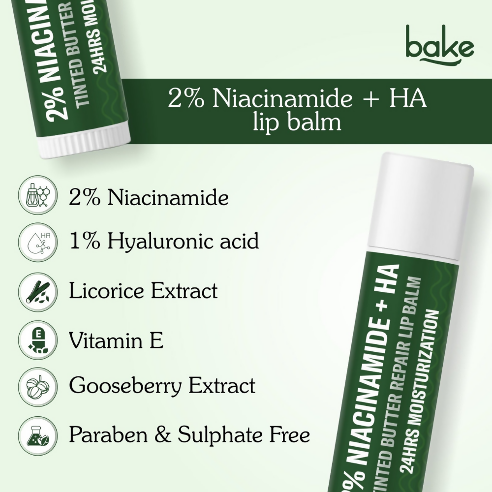 Bake 2% Niacinamide + Hyaluronic Acid Tinted Butter Brightening Lip Balm - Distacart