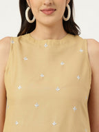 Joban Fashion Beige Rayon and Embroidered Work Straight Kurta Bottom Set