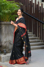 Beatitude Black Cotton Banarasi Saree