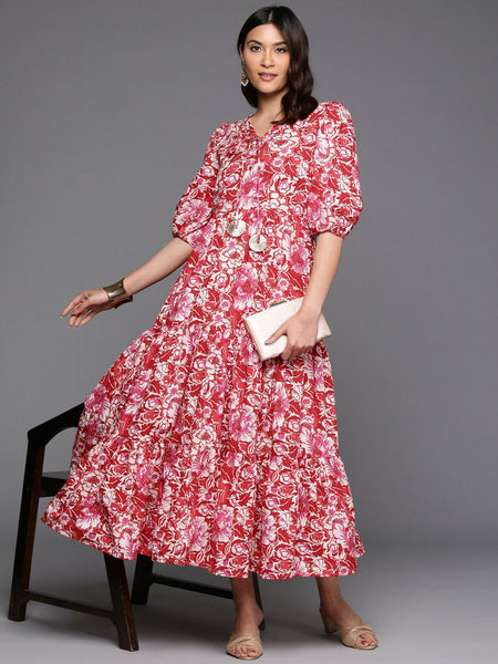 Ahalyaa Women's Traditional wear Ethnic Dress - Red