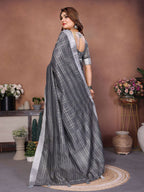Aastha Fashion Grey Linen Weaving Saree - Distacart