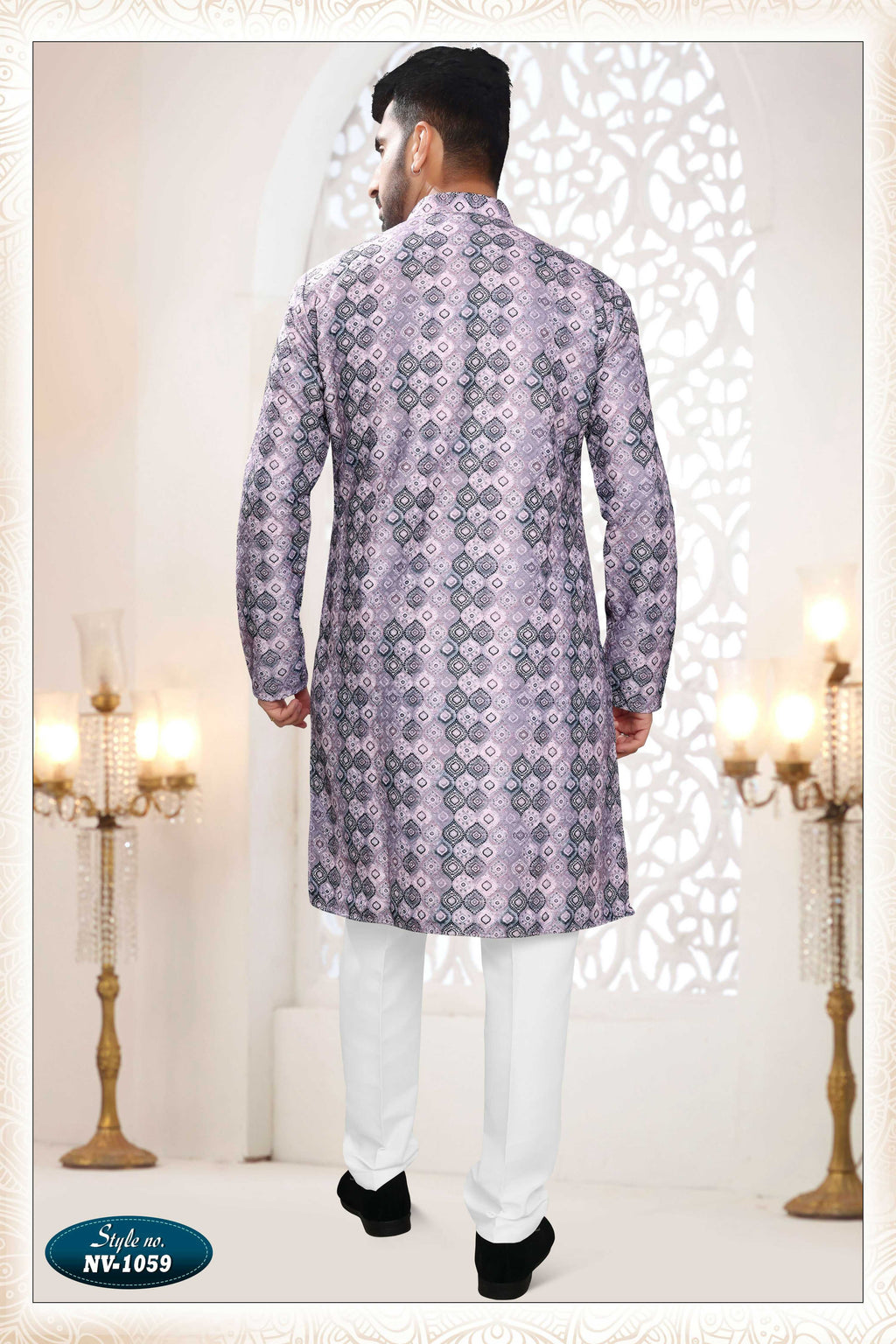 Joban Fashion Men's Purple Straight Silk Thread Embroidery All Over Kurta Set