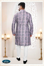 Joban Fashion Men's Purple Straight Silk Thread Embroidery All Over Kurta Set