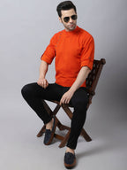 Even Apparels Orange Pure Cotton Kurta With Side Placket - Distacart