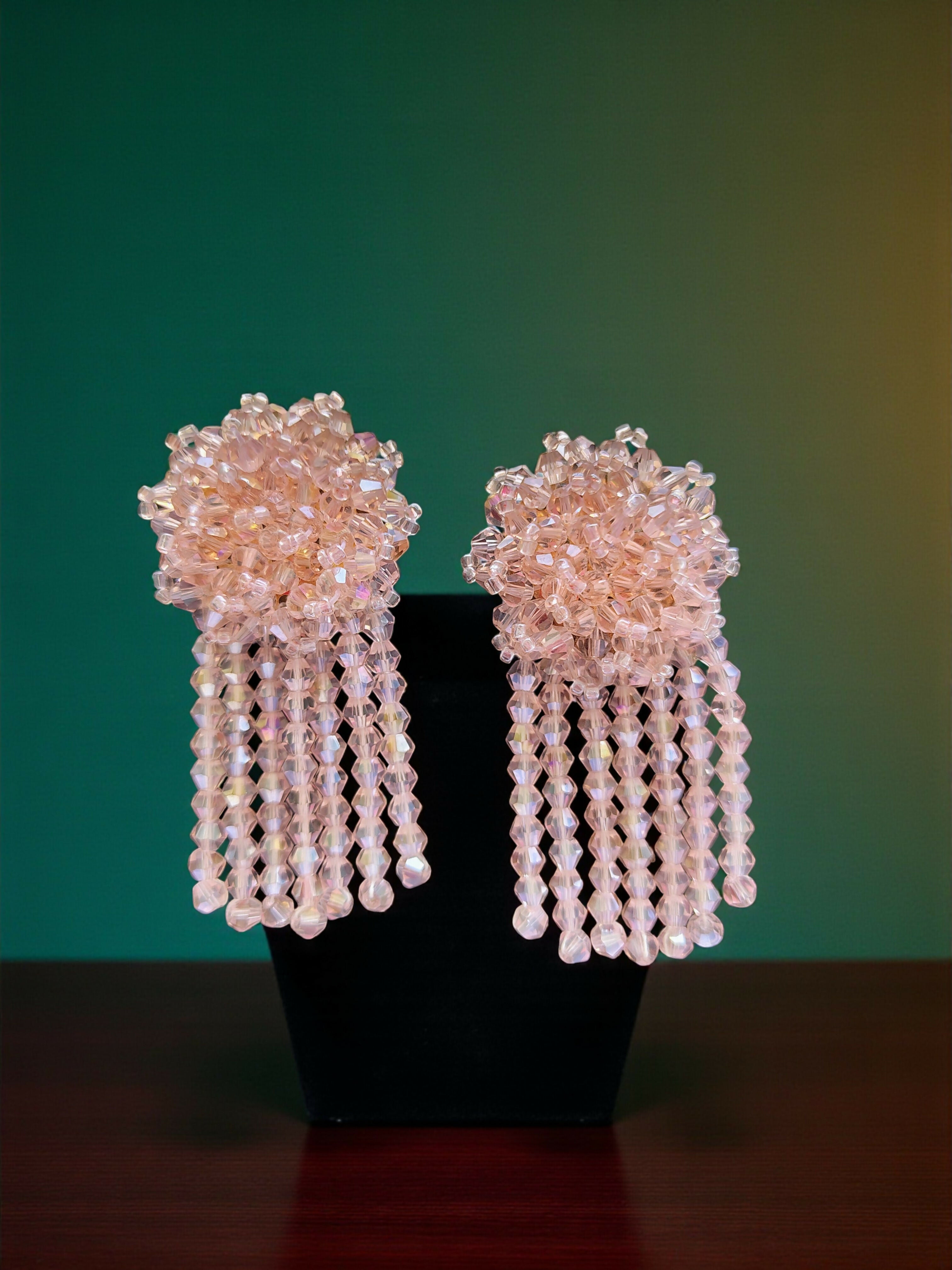 Inhanns Handmade Crystal Water Fall Earrings - Short - Baby Pink Small - Distacart