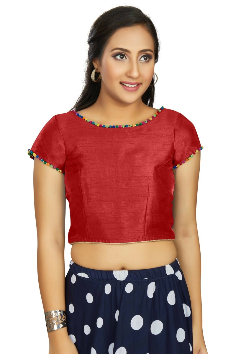 Aastha Fashion Women's Red Art Silk Designer Party Wear Readymade Blouse