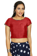 Aastha Fashion Women's Red Art Silk Designer Party Wear Readymade Blouse