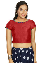 Aastha Fashion Women's Red Art Silk Designer Party Wear Readymade Blouse