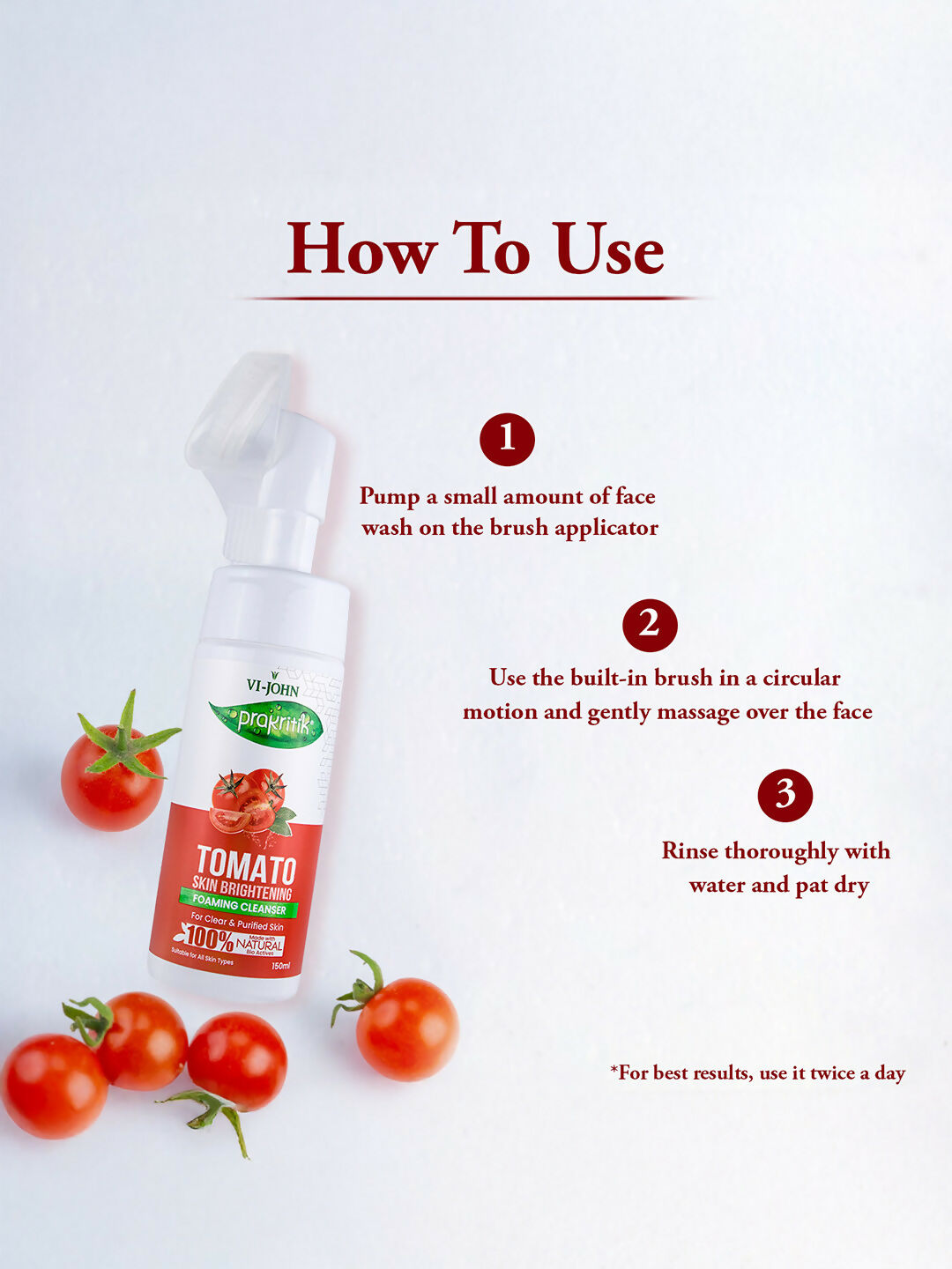 VI-JOHN Prakritik Tomato Skin Brightening geling For Detans,100% Natural Bio Actives Face Wash - Distacart