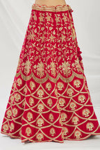 Red Velvet Semi-Stitched Wedding Bridal Lehenga - Nimaya