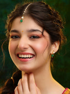 Ruby Raang Maang Tikka And Earrings Set - Distacart