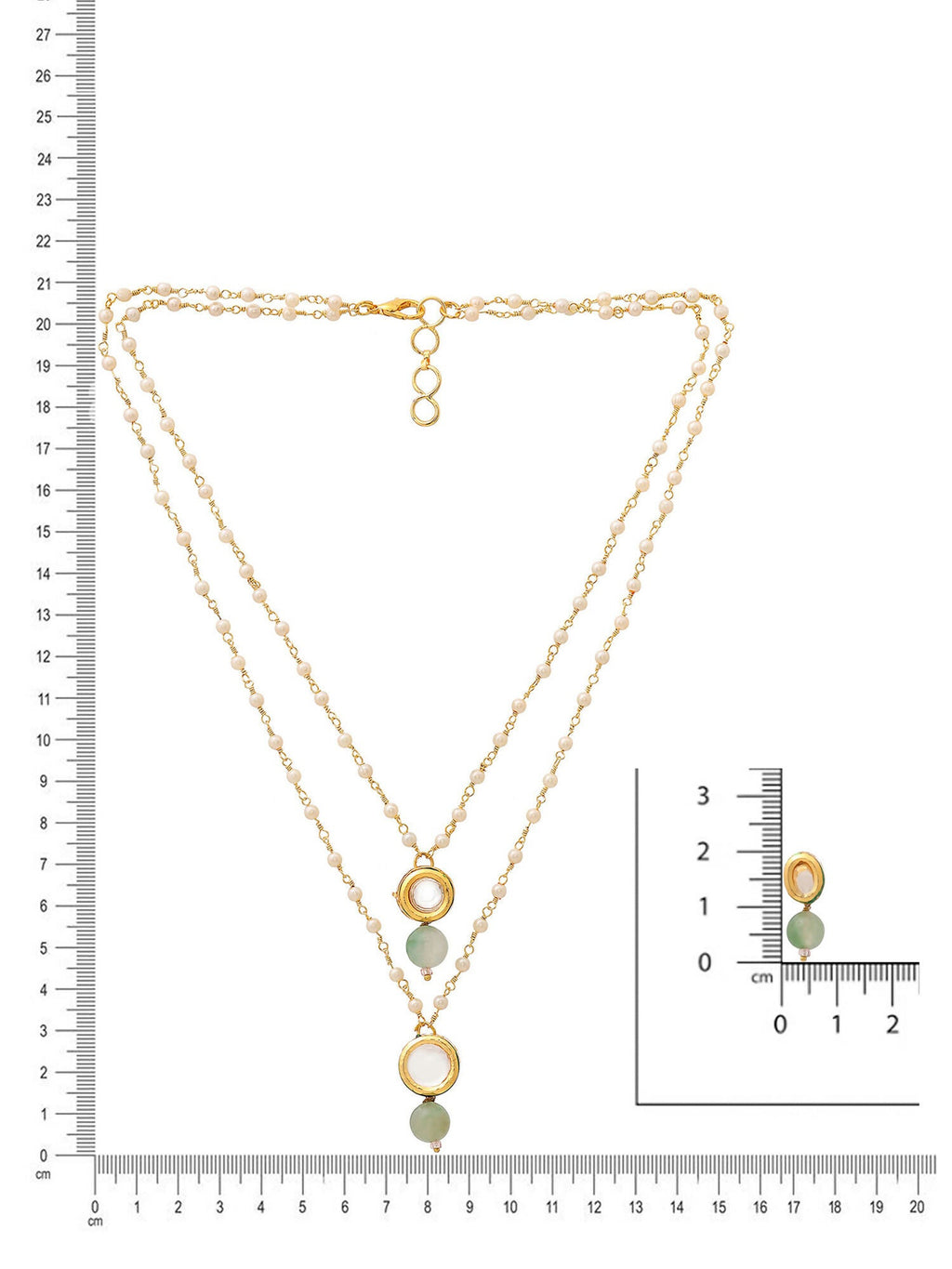Ruby Raang Green Aventurine & Kundan Necklace with Studs