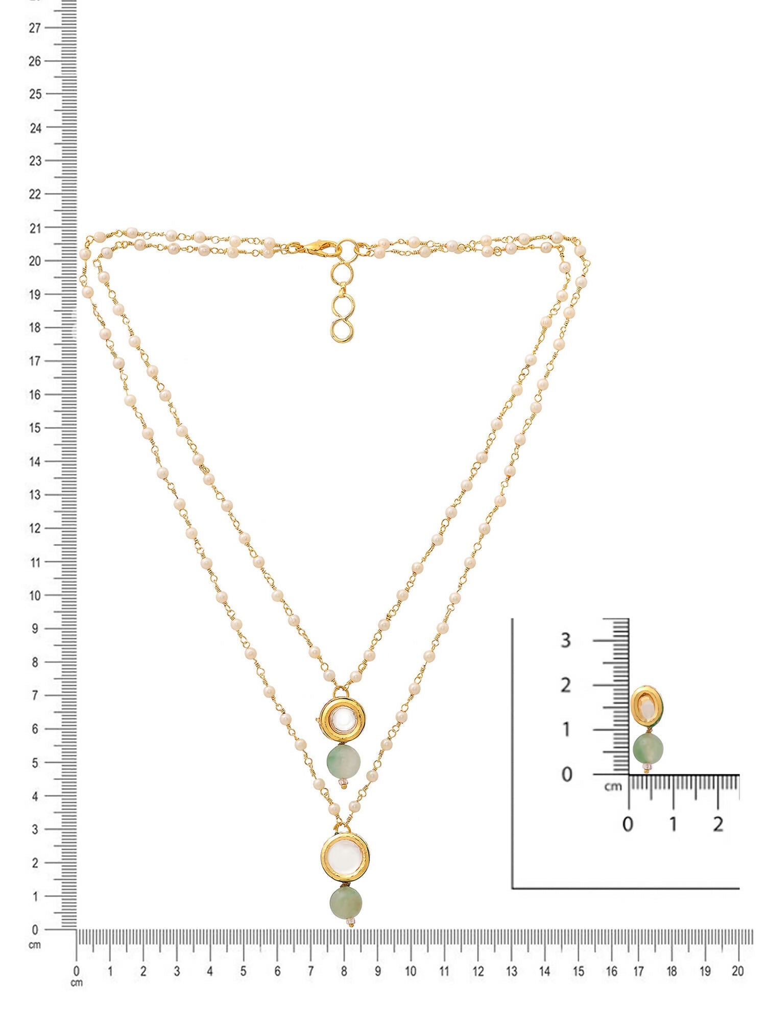 Ruby Raang Green Aventurine & Kundan Necklace with Studs