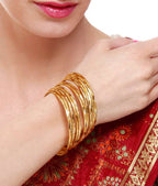 Gold-Plated Alloy Set Of 12 Thin Gold Plated Bangles - The Pari - Distacart
