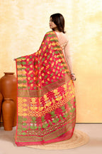 Piyari Fashion Women's Red Embellished Cotton Blend Jamdani Saree - Distacart