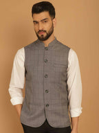Even Apparels Nehru Jacket With Welt Pockets - Grey