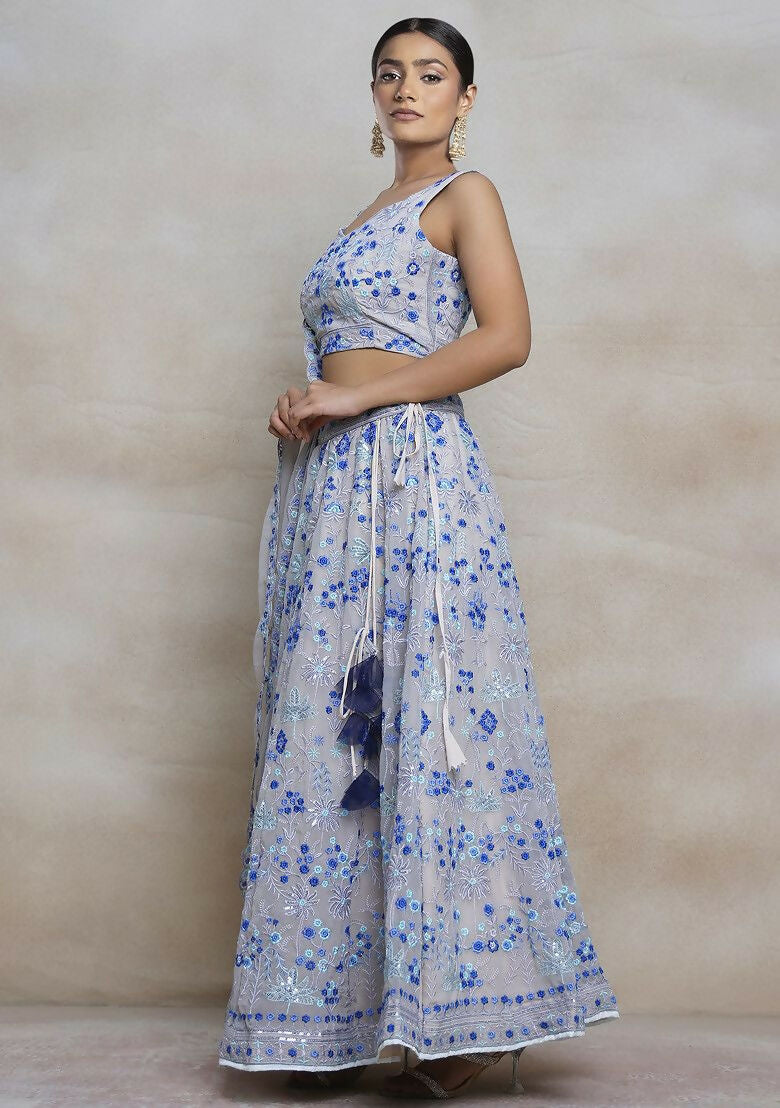 Eilara Vibrant Multicolor Sequin Embroidered Faux Georgette Lehenga Set For Wedding
