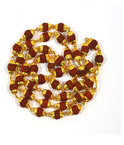 Gold-Polished Alloy Rudraksh And Metal Cap Chain - The Pari