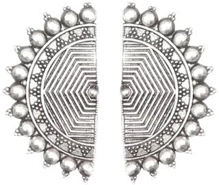 Silver-Plated Alloy Oxidised Designer Half Moon Earrings - The Pari - Distacart