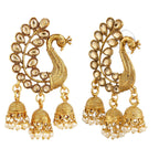 Gold-Plated Alloy Golden Peacock Earrings - The Pari - Distacart