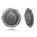 Rhodium-Plated Alloy Round Silver Antique Stud Earrings - The Pari - Distacart