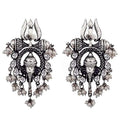 Rhodium-Plated Alloy Ganesh Ji Shaped Silver Earrings - The Pari - Distacart