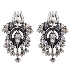 Rhodium-Plated Alloy Ganesh Ji Shaped Silver Earrings - The Pari - Distacart