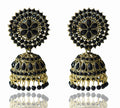 Gold-Plated Alloy Black Rhinestones Studded Jhumki Earrings - The Pari - Distacart