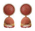 Gold-Plated Alloy Red Sun Shaped Jhumka Earrings - The Pari - Distacart