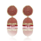 Gold-Plated Alloy Red Sun Shaped Jhumka Earrings - The Pari - Distacart